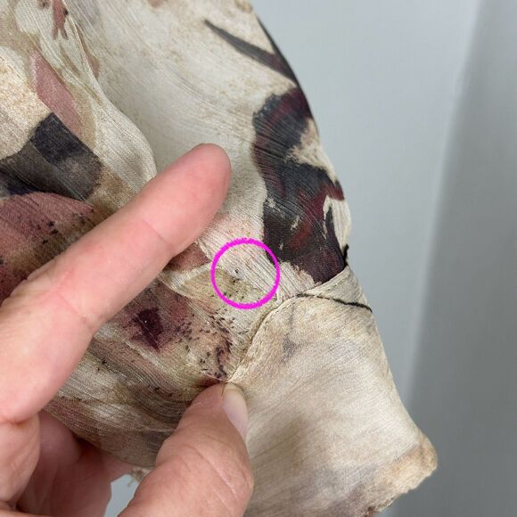 LRL Ralph Lauren Georgette Split Neck Tunic Petite L Tan Floral Sheer Fairy Boho - Picture 12 of 15